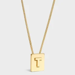 Hot Alphabet T Necklace in Brass with finish Women Alphabet | Categories·Necklaces