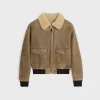 Clearance aviator blouson jacket in vintage shearling Women Leather And Shearling