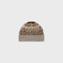 Hot beanie in brushed fair isle alpaca wool Hats And Soft Accessories