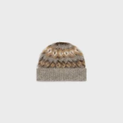 Hot beanie in brushed fair isle alpaca wool Hats And Soft Accessories