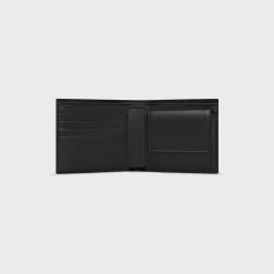 Outlet Bi-fold Wallet with Coin Compartment in Calfskin with triomphe embossed Essentials | Categories·Allets