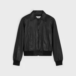 Fashion blouson jacket with cutouts in soft lambskin Leather