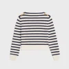 Hot boat neck marinière sweater in cashmere Women Knitwear
