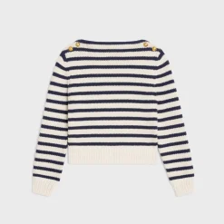 Hot boat neck marinière sweater in cashmere Women Knitwear