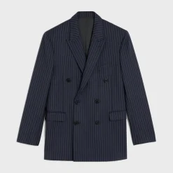 Fashion boxy jacket in striped cashmere wool Jackets & Trousers