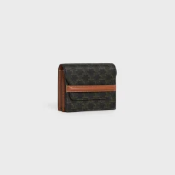 Outlet Business Card Holder in Triomphe Canvas and Lambskin Women Triomphe Canvas | Categories·Coin And Card Holders