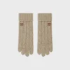 Online cable-knit triomphe gloves in cashmere Women Hats And Gloves
