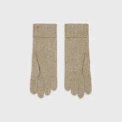 Online cable-knit triomphe gloves in cashmere Women Hats And Gloves