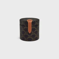 Online CANDLE HOLDER IN TRIOMPHE CANVAS AND CALFSKIN Candles And Home Scents | Home