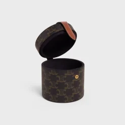 Online CANDLE HOLDER IN TRIOMPHE CANVAS AND CALFSKIN Candles And Home Scents | Home