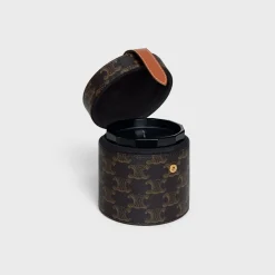 Online CANDLE HOLDER IN TRIOMPHE CANVAS AND CALFSKIN Candles And Home Scents | Home