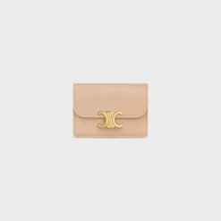 New CARD HOLDER WITH FLAP TRIOMPHE in Shiny calfskin Women Triomphe | Categories·Coin And Card Holders