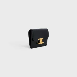 New CARD HOLDER WITH FLAP TRIOMPHE in Shiny calfskin Women Triomphe | Categories·Coin And Card Holders