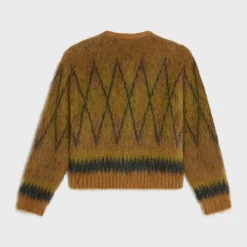 Fashion cardigan jacket in brushed argyle mohair Knitwear