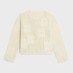 Outlet cardigan jacket in floral crocheted cotton Women Jackets | Knitwear