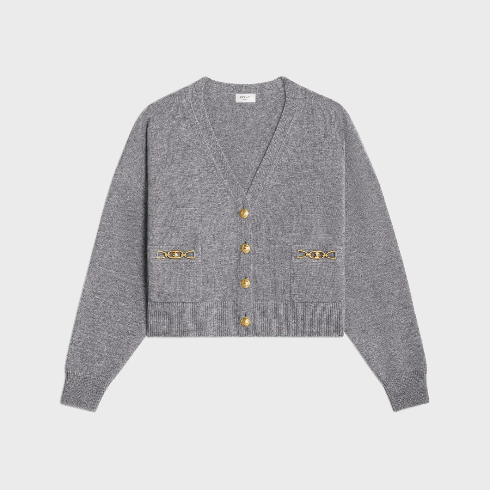Fashion cardigan with gourmettes in heritage cashmere Women Knitwear