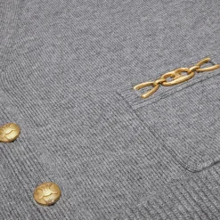 Fashion cardigan with gourmettes in heritage cashmere Women Knitwear