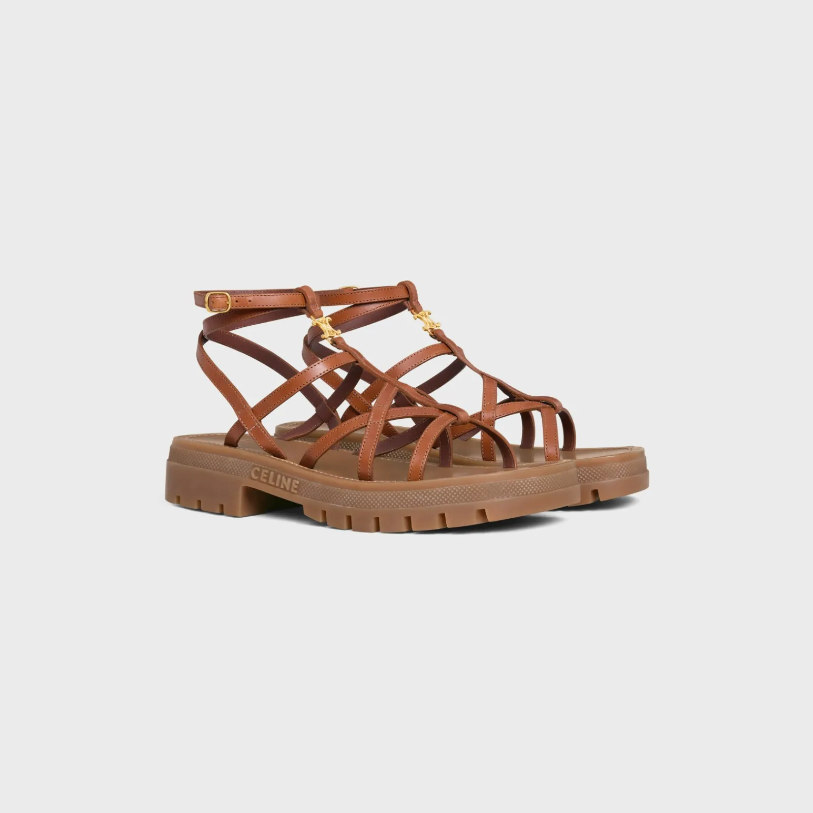 Outlet - CLEA TRIOMPHE STRAPPY SANDAL in CALFSKIN - VEGETAL NING Women Sandals