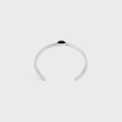 Fashion Bevelled Cuff in Onyx and Sterling Silver with Rhodium finish Bracelets & Rings