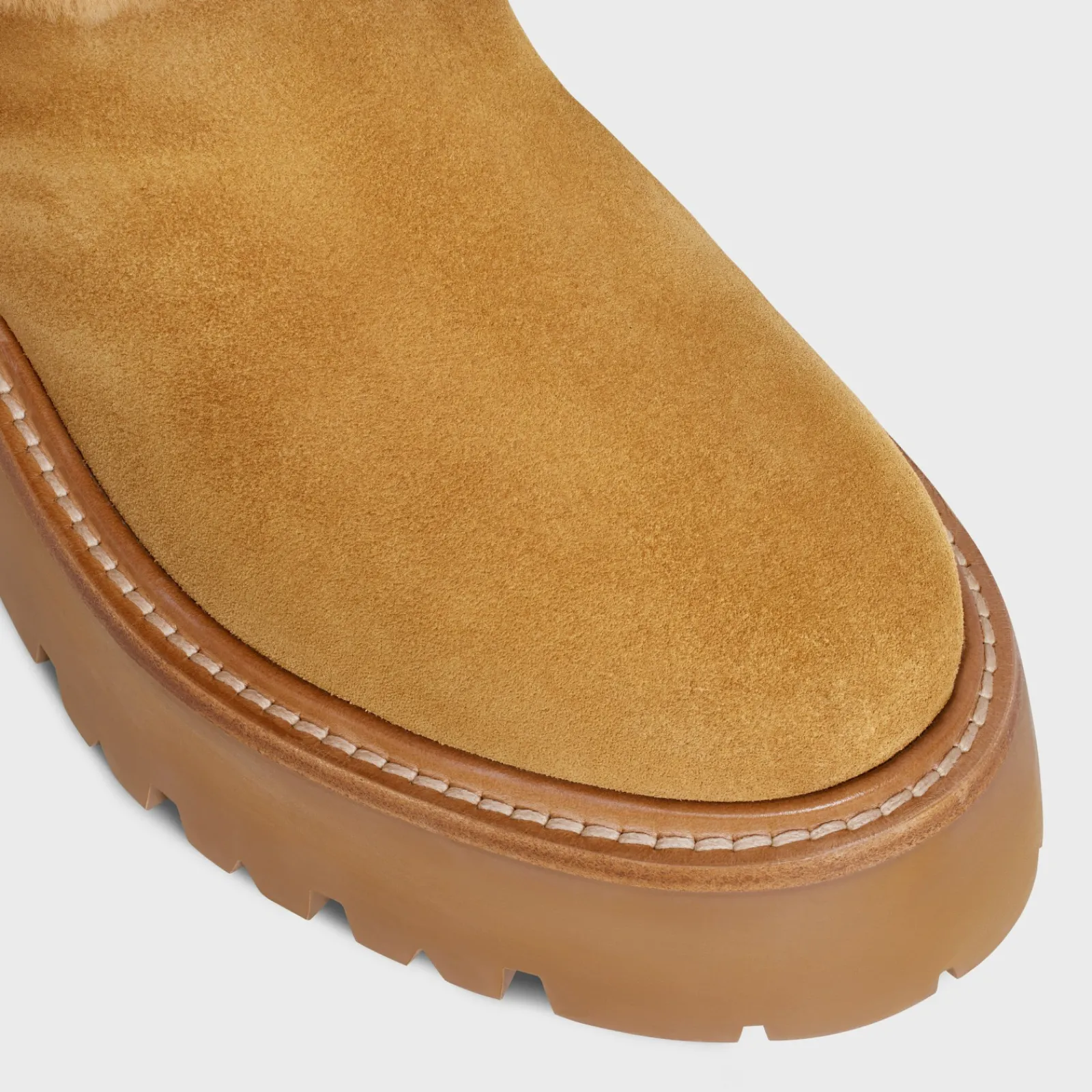 Sale BULKY CROPPED BOOT WITH TRIOMPHE TASSELS in SUEDE CALFSKIN AND SHEARLING Women Boots And Ankle Boots
