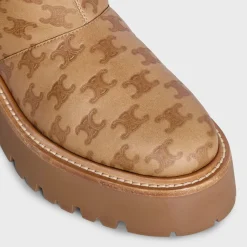 Outlet BULKY CROPPED TRIOMPHE BOOT in SUEDE STAMPED CALFSKIN AND SHEARLING Women Boots And Ankle Boots