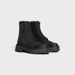 Sale BULKY LACED UP BOOT in NYLON AND SHINY BULL Women Boots And Ankle Boots