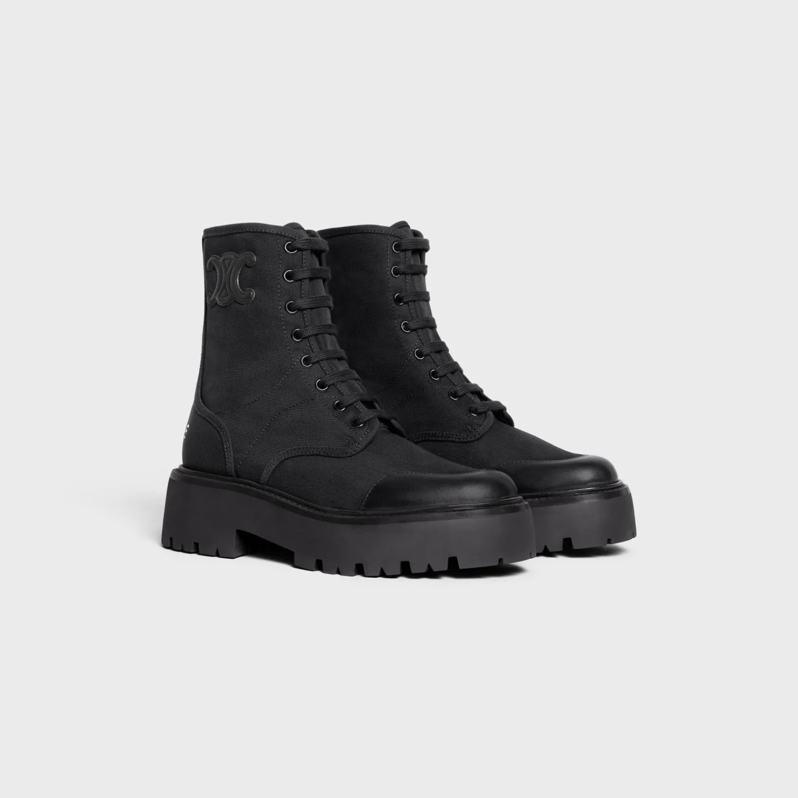 Sale BULKY LACED UP BOOT in NYLON AND SHINY BULL Women Boots And Ankle Boots
