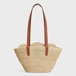 Discount CLASSIC PANIER SMALL BRAIDED TRIOMPHE in RAFFIA and CALFSKIN Women More Lines·Classic Panier | Categories·Hobo And Tote Bags