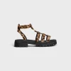 Hot CLEA TRIOMPHE GLADIATOR SANDAL in LEOPARD PRINTED HAIRY CALFSKIN Women Sandals
