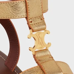 Outlet CLEA TRIOMPHE GLADIATOR SANDAL in Metalized Calfskin Women Sandals