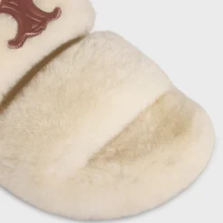 Fashion FUR SLIDES TRIOMPHE in Shearling Women Loafers And Flats