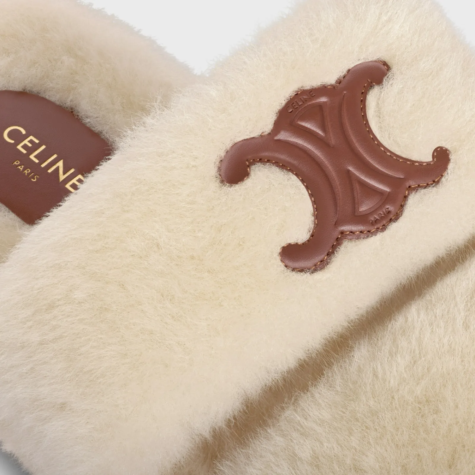 Fashion FUR SLIDES TRIOMPHE in Shearling Women Loafers And Flats