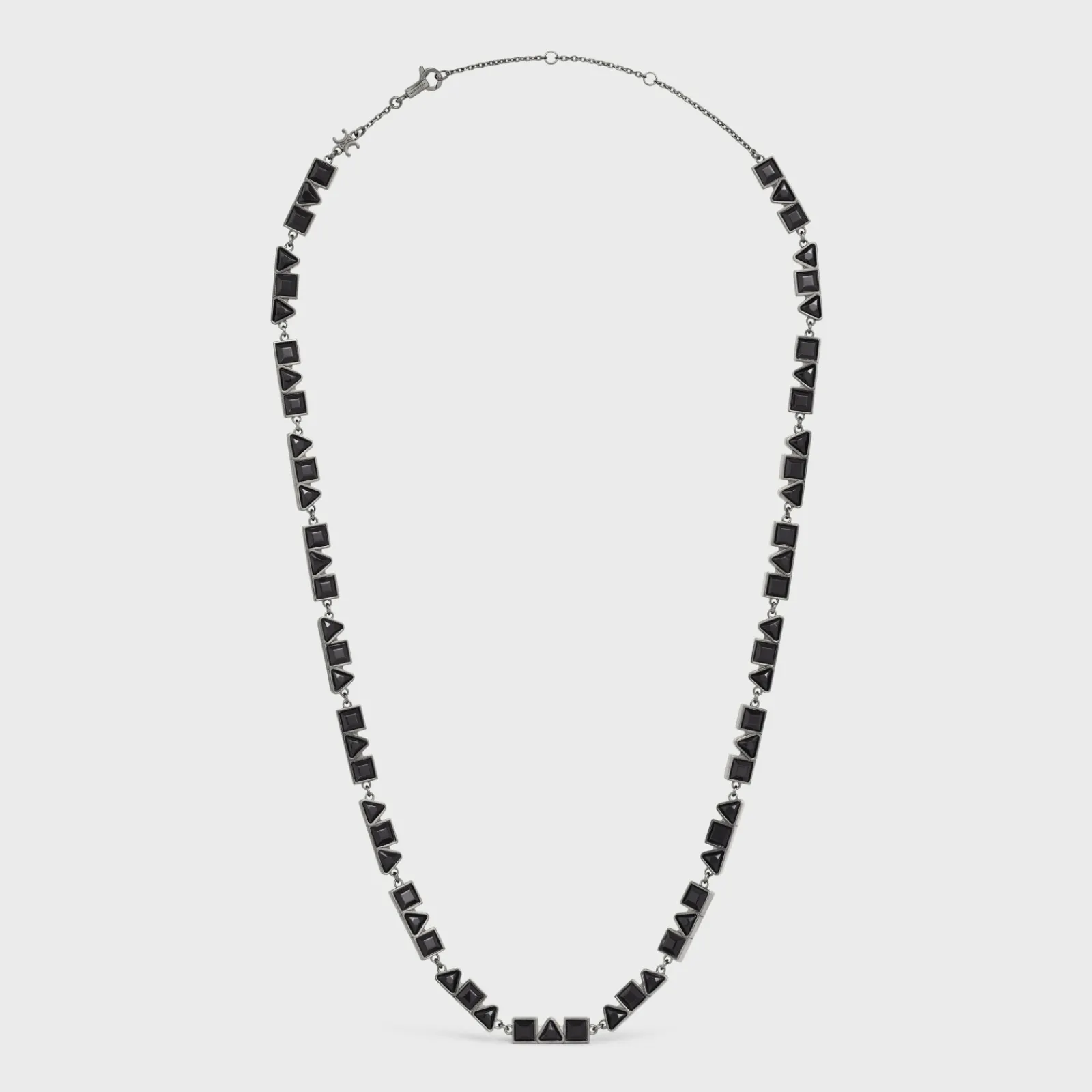 New Geometric Necklace in Brass with Old Rhodium Finish and Strass Necklaces