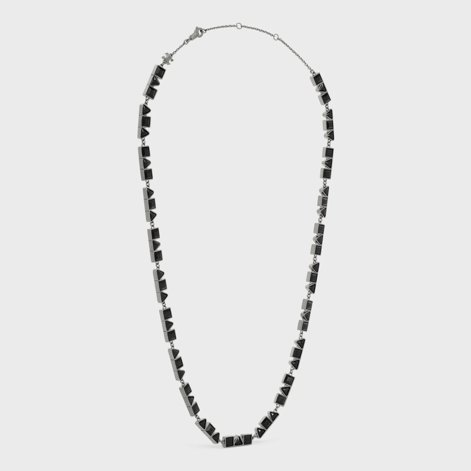 New Geometric Necklace in Brass with Old Rhodium Finish and Strass Necklaces