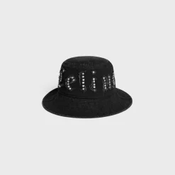Sale gothic bucket hat with drawstring in rigid cotton Hats And Soft Accessories
