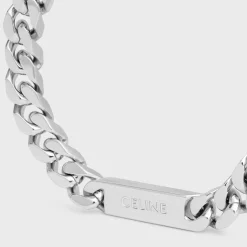 Sale Gourmette Bracelet in Brass with Rhodium Finish Bracelets & Rings
