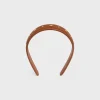 Hot Headband in Calfskin and Brass with Gold Finish Women Hair Accessories