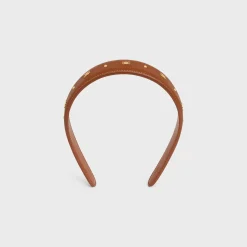 Hot Headband in Calfskin and Brass with Gold Finish Women Hair Accessories