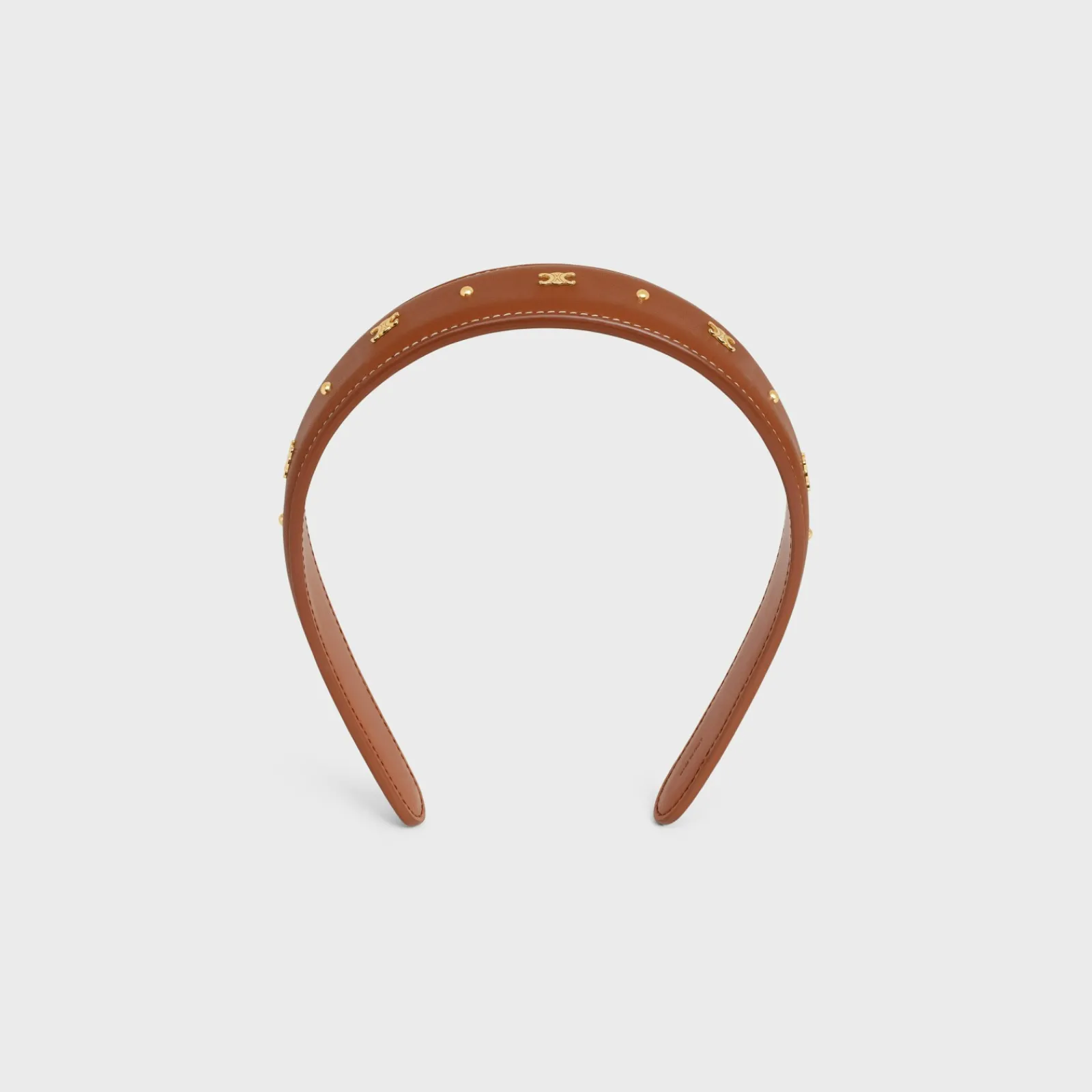 Hot Headband in Calfskin and Brass with Gold Finish Women Hair Accessories