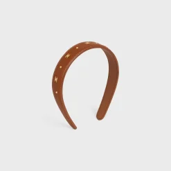 Hot Headband in Calfskin and Brass with Gold Finish Women Hair Accessories