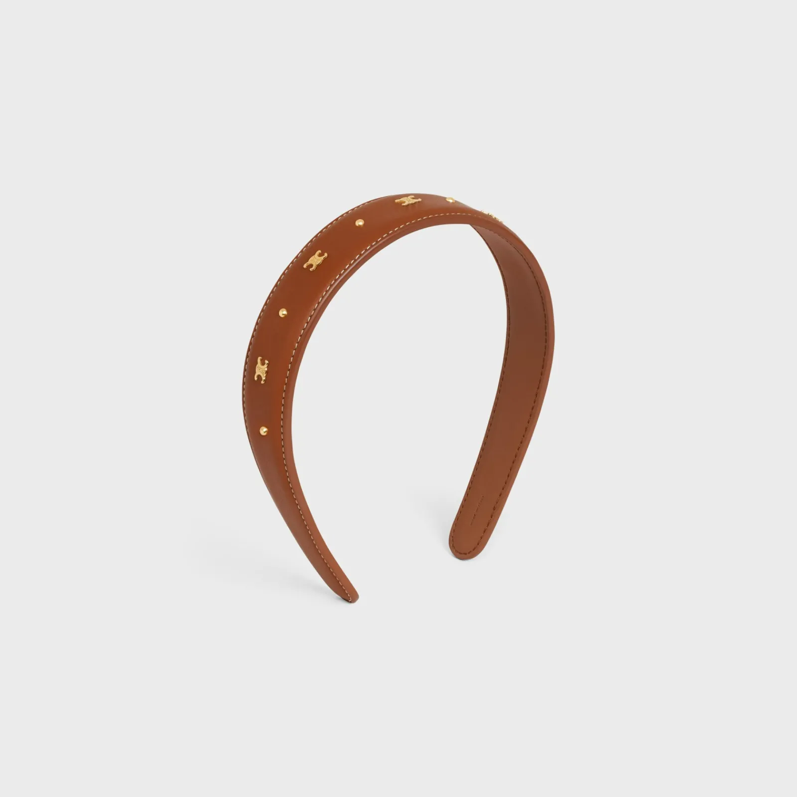 Hot Headband in Calfskin and Brass with Gold Finish Women Hair Accessories