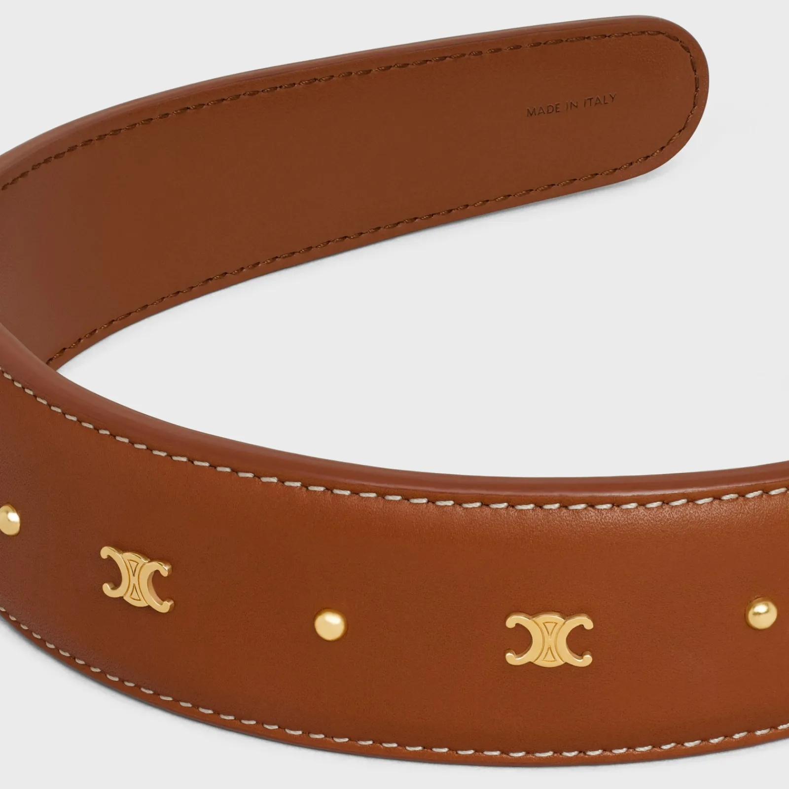 Hot Headband in Calfskin and Brass with Gold Finish Women Hair Accessories