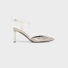 Best KITTEN STRAP PUMP in SUEDE GOATSKIN WITH STRASS & LAMBSKIN Women Pumps