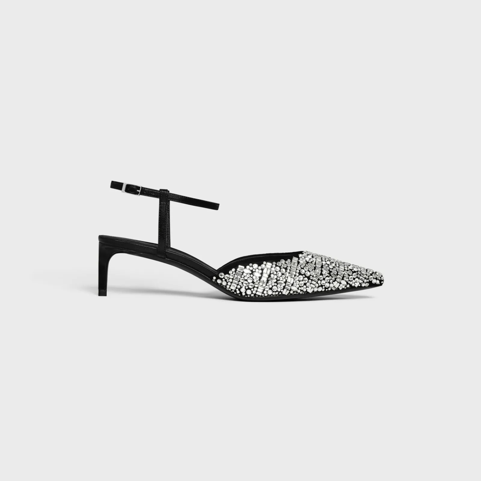 Discount KITTEN STRAP PUMP in SUEDE GOATSKIN WITH STRASS AND CALFSKIN Women Pumps