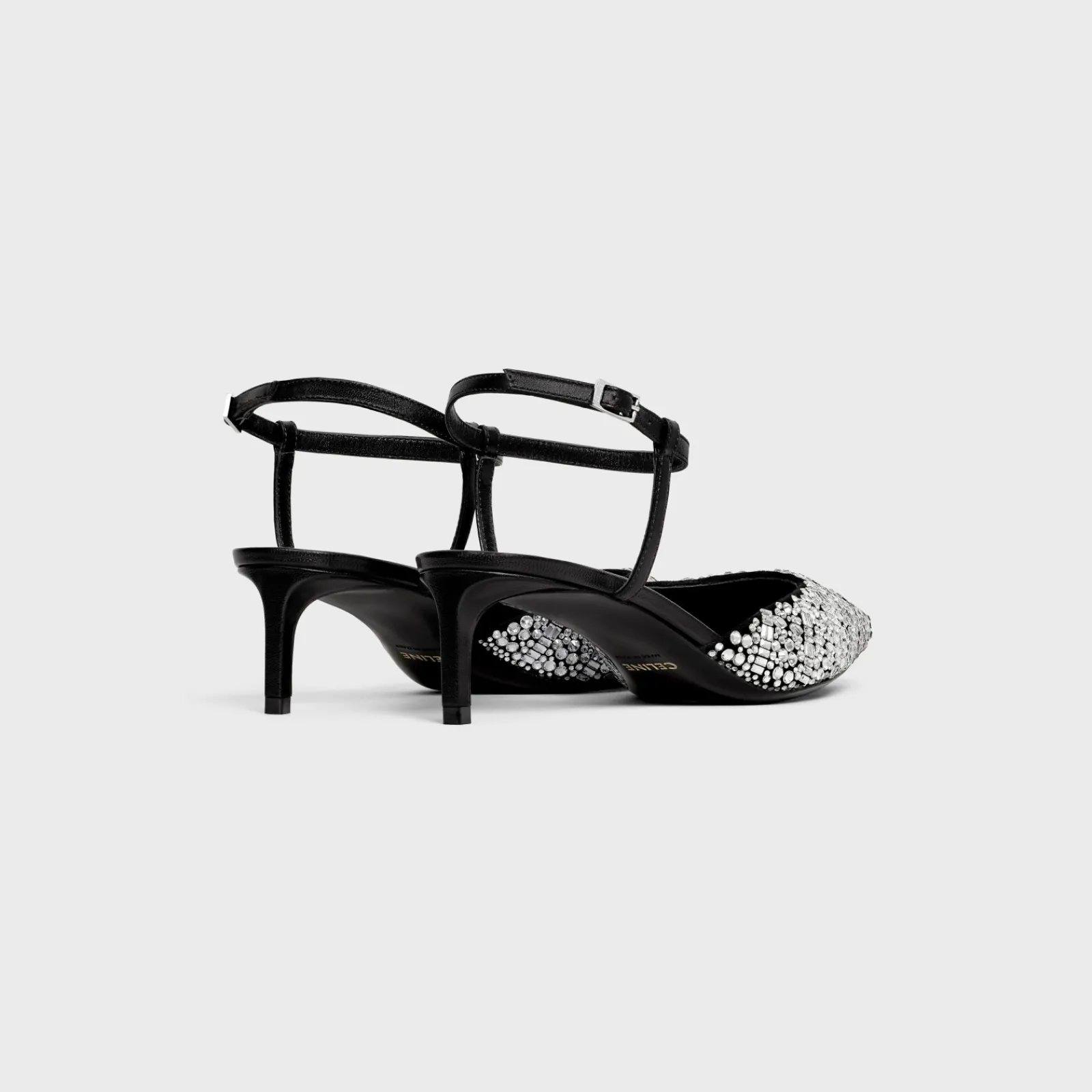 Discount KITTEN STRAP PUMP in SUEDE GOATSKIN WITH STRASS AND CALFSKIN Women Pumps