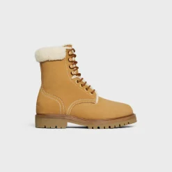 Outlet KURT LACE-UP MID BOOT in NUBUCK CALFSKIN AND SHEARLING Women Boots And Ankle Boots