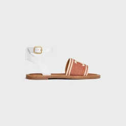 New LYMPIA SANDAL in TRIOMPHE JACQUARD CANVAS & CALFSKIN Women Sandals