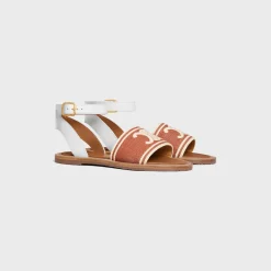 New LYMPIA SANDAL in TRIOMPHE JACQUARD CANVAS & CALFSKIN Women Sandals