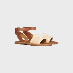 Online LYMPIA SANDAL in TRIOMPHE JACQUARD CANVAS & CALFSKIN Women Sandals