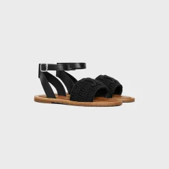 Outlet LYMPIA SANDAL in TRIOMPHE MACCRAMÉ COTTON & CALFSKIN Women Sandals